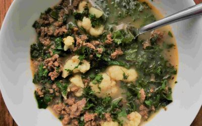 Sausage, Kale, and Cauliflower Soup